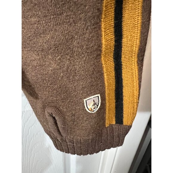 Kuhl Deer Valley Brown Fleece Full-Zip Jacket With Yellow Stripes Mens Size L Wa - Picture 3 of 12